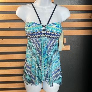Profile by Gottex Bandeau Style Tankini Top Swimsuit Separates 6 NWT